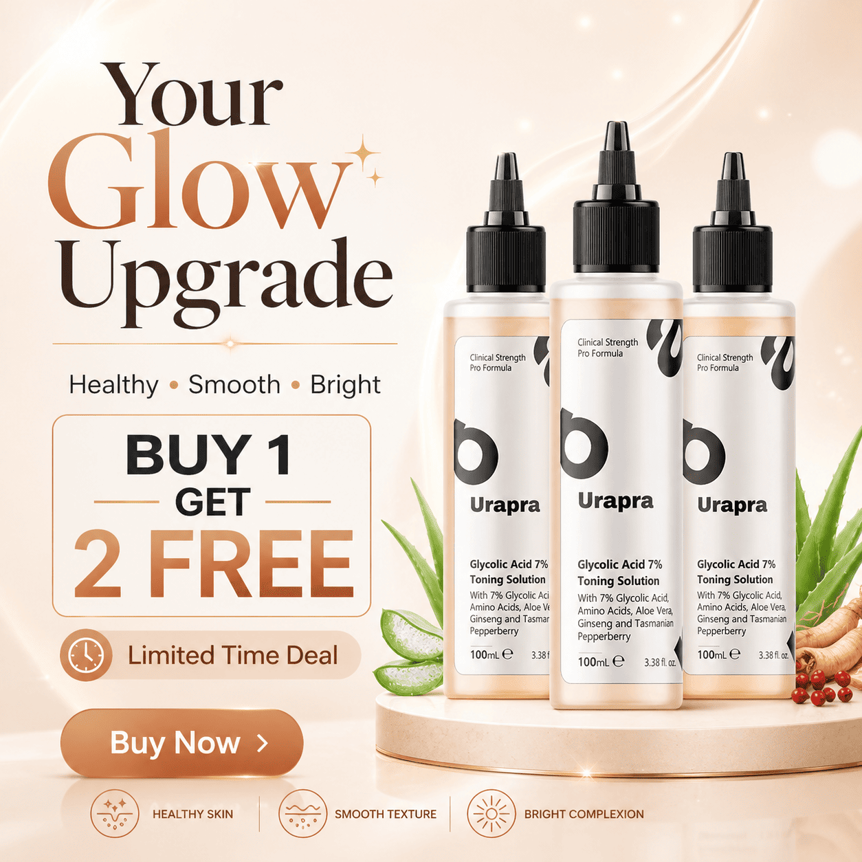 Urapra Glycolic Acid 7% Toning Solution [ BY 1 GET 2 FREE ]